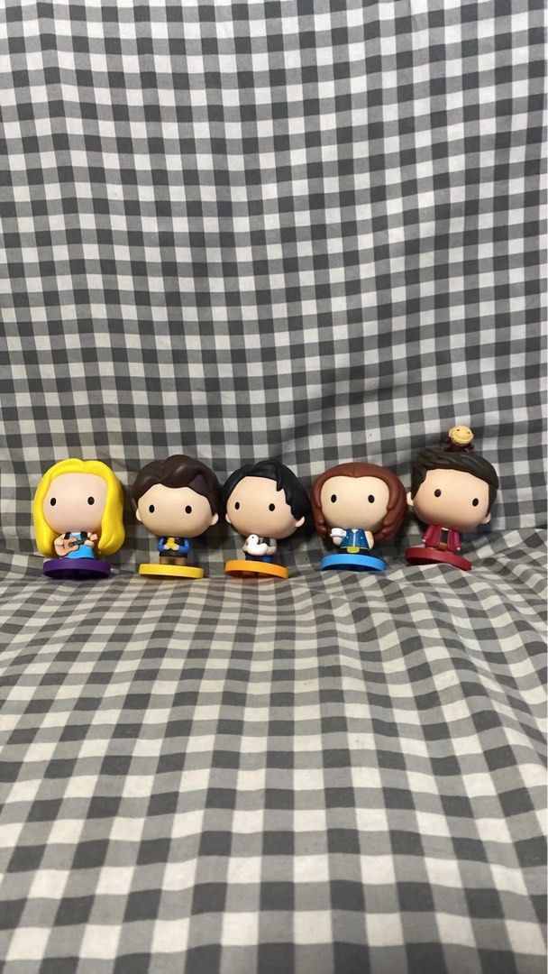 Friends TV Show Character Mini Figurines Set (Category: Figurines & Statues) located in Pasig City. Submitted by pollyyesterr (Listing ID 1461970817, Image 1). Description: - Set of 5 mini figurines from the TV show Friends. - Includes Phoebe with guitar, Joey with duck, Chandler, Ross and Rachel. - with original boxes.