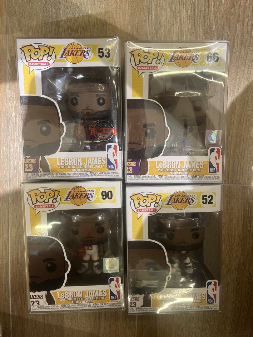 Funko Pop LAKERS LeBron James SET (Category: Designer & Blind Box Toys) located in Manila. Submitted by omo__ (Listing ID 1461944033, Image 1). Description: All with free protector SELLING AS SET ONLY.