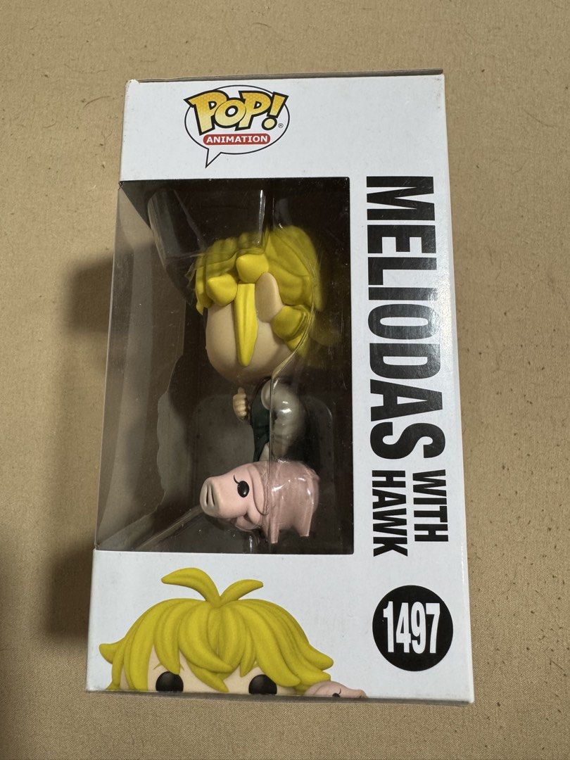 Funko Pop The Seven Deadly Sins Meliodas with Hawk (Category: Designer & Blind Box Toys) located in Imus. Submitted by feat.dino_ (Listing ID 1461959916, Image 3). Description: - Authentic - Funko Pop: Meliodas with Hawk - Box Condition: 6/10 - the tape residue was already there when bought - Did not take the figure out of the box loc: imus.