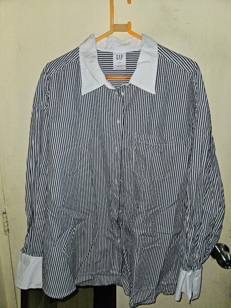 GAP Plus Size Big Striped Button-Up Shirt XL (Category: Longsleeves) located in Marikina City. Submitted by lmv_24 (Listing ID 1461894140, Image 1). Description: GAP Plus Size (The Big Shirt) Striped Longsleeve Polo Shirt W: 26in L: 28in In perfect condition, never worn outside. --- business casual office attire long sleeves polo shirt gap lacoste uniqlo.