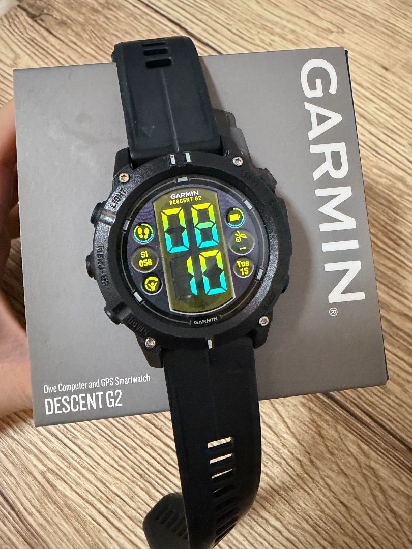 Garmin Descent G2 Dive Computer and GPS Smartwatch (Category: Wearables & Smart Watches) located in Caloocan City. Submitted by mie0908 (Listing ID 1462028412, Image 1). Description: - Garmin Descent G2 Dive Computer & GPS Smartwatch - Sleek Black Silicone Strap - Ideal for both Scuba Diving,freediving and Everyday Activities - Comprehensive Activity Tracking - Detailed Dive Data Monitoring - Includes Original Box.