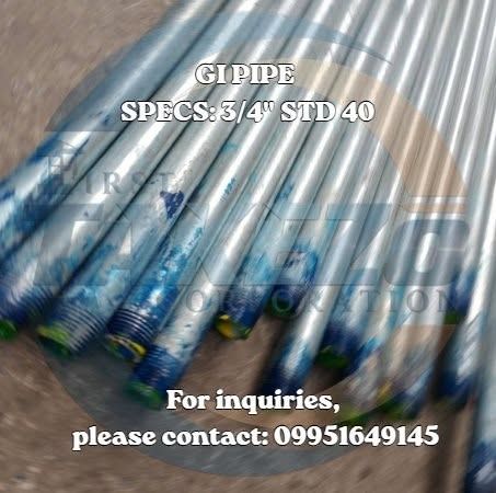 GI pipe Specs: 3/4" STD 40 (Category: Home Improvement Tools & Accessories) located in Manila. Submitted by 09171479278_elsie. (Listing ID 1461852686, Image 1). Description: GI pipe Specs: 3/4" STD 40.