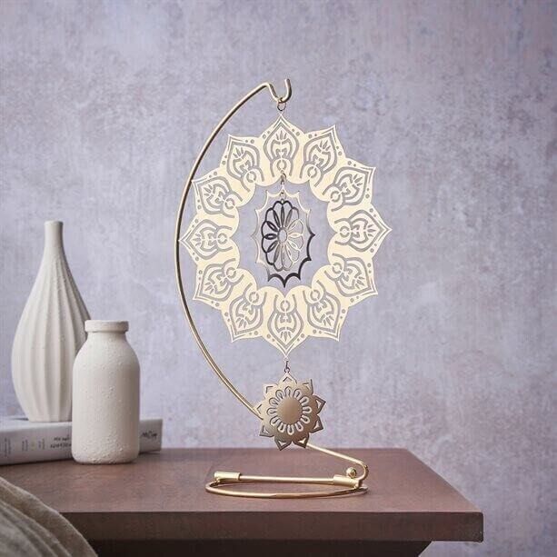 Gold Mandala Wind Spinner with Stand (Category: Wall Decor) located in Manila. Submitted by starbalesukandjapansurplus (Listing ID 1461810983, Image 1). Description: - Beautiful gold mandala wind spinner - Includes a stand for display - Intricate design that beautifully catches the light - Adds a decorative touch to any room or outdoor space - Easy to assemble with instructions included.