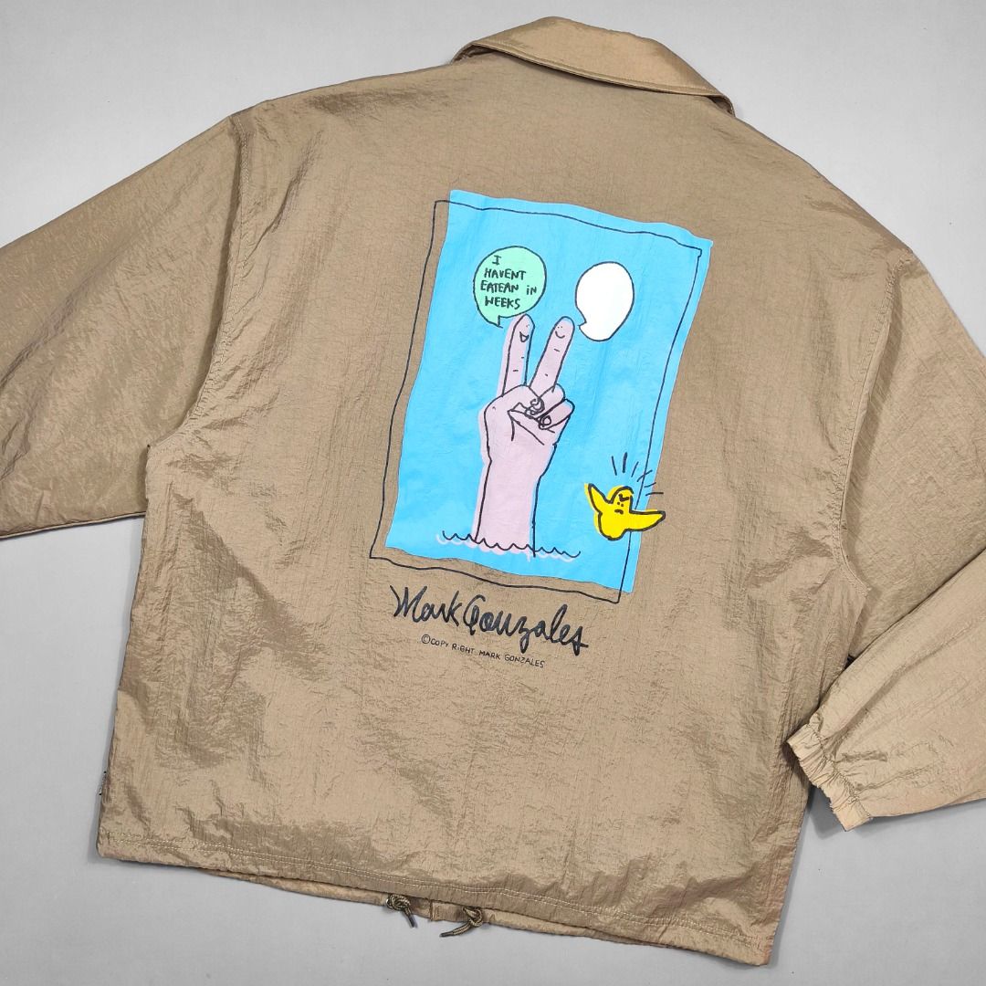 GONZ by MARK GONZALES COACH JACKET (Category: Coats, Jackets and Outerwear) located in Baguio. Submitted by curatedandselected (Listing ID 1461900523, Image 3). Description: Size: large to XL Dimes: 26W x 30L Condition: 9.5/10 Fabric: nylon.
