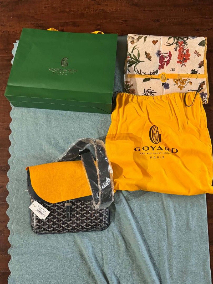 Goyard Coursier (Category: Luxury Bags & Wallets) located in Makati City. Submitted by chezcaii (Listing ID 1461809303, Image 1). Description: - Authentic Goyard shoulder bag - Color: blue - Includes: Dust bag, paper bag, original packaging - Condition: unused; Hardware still has protective plastic FS w/in MM; meet-up in BGC/makati area MOP: BDO/BPI.