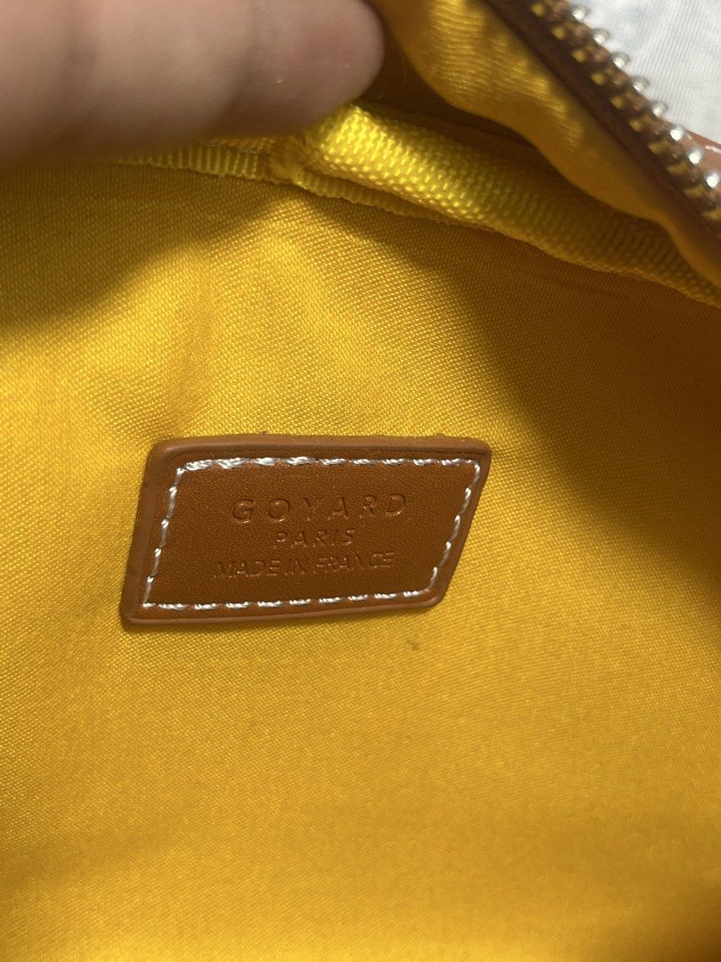Goyard Paris Crossbody Bag (Category: Luxury Bags & Wallets) located in General Santos City (Dadiangas). Submitted by maisonmargiela2004 (Listing ID 1461989551, Image 3). Description: - Authentic Goyard Paris crossbody bag - Classic black and brown monogram print - Genuine leather trim and strap - Interior with vibrant yellow lining - Includes leather tag with serial number - Secure zipper closure - Small and compact design, ideal for carrying es