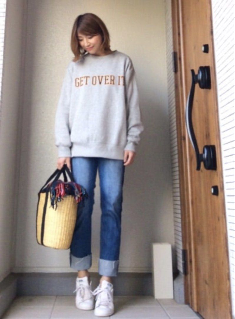 GU Grey "GET OVER IT" Sweatshirt Size M (Category: Coats, Jackets and Outerwear) located in Cavite. Submitted by yakultjeni85475 (Listing ID 1461975292, Image 1). Description: - Grey GU sweatshirt - "GET OVER IT" graphic print in brown and yellow - Crew neck, long sleeves - Comfortable cotton blend fabric - Perfect for casual outfits - Fits like a size Medium.