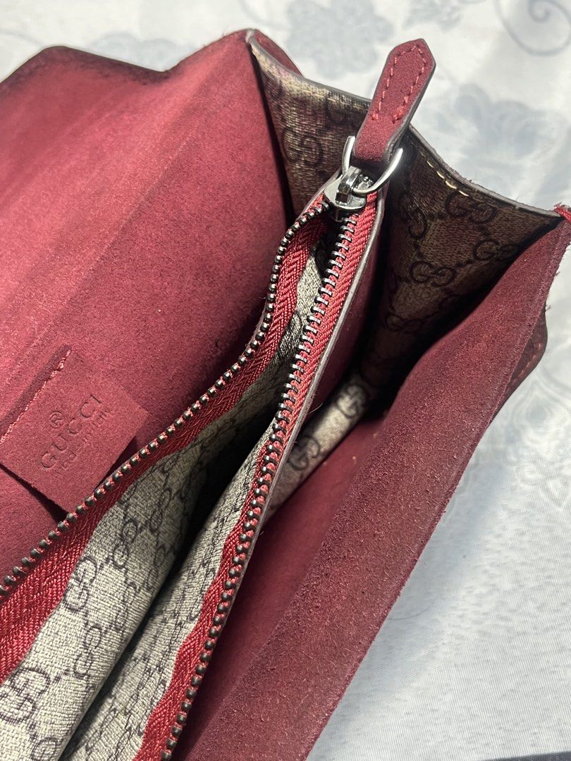 Gucci Dionysus GG Supreme Chain Bag (Category: Luxury Bags & Wallets) located in General Santos City (Dadiangas). Submitted by maisonmargiela2004 (Listing ID 1461991208, Image 3). Description: - Authentic Gucci Dionysus Bag - Iconic GG Supreme Canvas - Burgundy Suede Interior and Trim - Silver-tone Dionysus Tiger Head Closure - Chain Strap for Shoulder/Crossbody Wear - Made in Italy - Comes with Dust Bag.