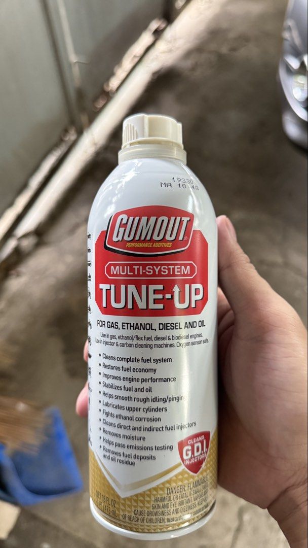 Gumout Multi-System Tune-Up Fuel System Cleaner (Category: Cleaning Tools & Supplies) located in Paranaque City. Submitted by keyzer.soze (Listing ID 1461824110, Image 1). Description: - Cleans complete fuel system for gas, ethanol, diesel, and oil. - Restores fuel economy and improves engine performance. - Stabilizes fuel and oil, smooths rough idling. - Lubricates upper cylinders and fights ethanol corrosion. - Cleans injectors and removes mois