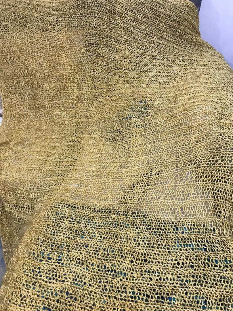 Handmade Knitted Blanket - Mustard Yellow (Category: Cushions & Throws) located in Imus. Submitted by stop_shop7 (Listing ID 1461828121, Image 3). Description: - Cozy, handmade knitted blanket - Beautiful mustard yellow color - Textured stitch pattern - Long and versatile for multiple styling options - Perfect for cooler weather - Feels soft and comfortable -size: 75*80 inches.