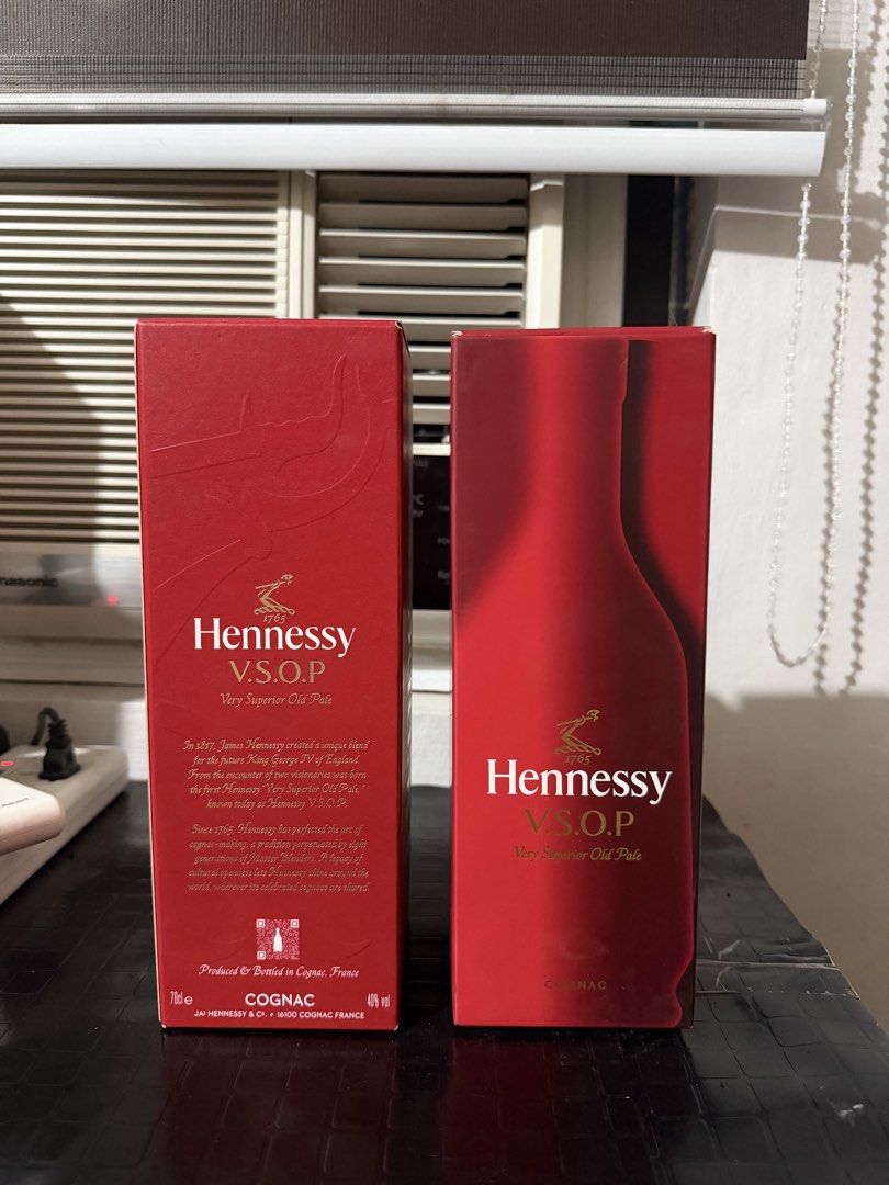 Hennessy V.S.O.P. Cognac Bottle with Box (Category: Beverages) located in Manila. Submitted by _valerie (Listing ID 1461919160, Image 2). Description: - Two (2) bottles of Hennessy V.S.O.P. Very Superior Old Pale Cognac - Each bottle is 70cl with 40% alcohol by volume - Comes with original red gift boxes, perfect for gifting - Produced and bottled in Cognac, France - Ideal for personal collection or as a premium gift.