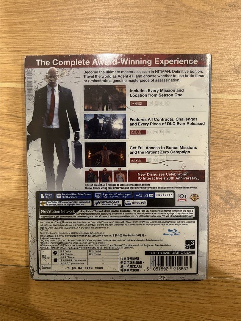 Hitman Definitive Edition Steelbook PS4 Game (Category: PlayStation) located in Digos. Submitted by nasosaaa (Listing ID 1461978005, Image 2). Description: - Hitman Definitive Edition Steelbook for PS4 - Includes all Season One missions and locations - All contracts and challenges included - Every piece of DLC ever released - Full access to bonus missions and Patient Zero campaign - The complete, award-winning Hitman experience.