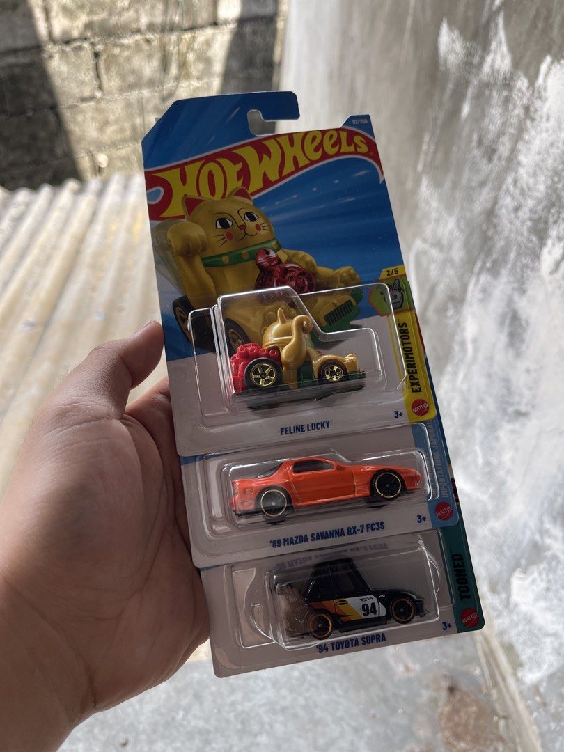 Hot Wheels JDM (Category: Vehicle & Diecast Models) located in Quezon City. Submitted by kennnndiman (Listing ID 1462025414, Image 1). Description: prio set 330 only rx7, lucky cat (pusa), tooned supra all mint can do meetup nearby / lalamove gcash / cash / bank transfer QC diliman loc.