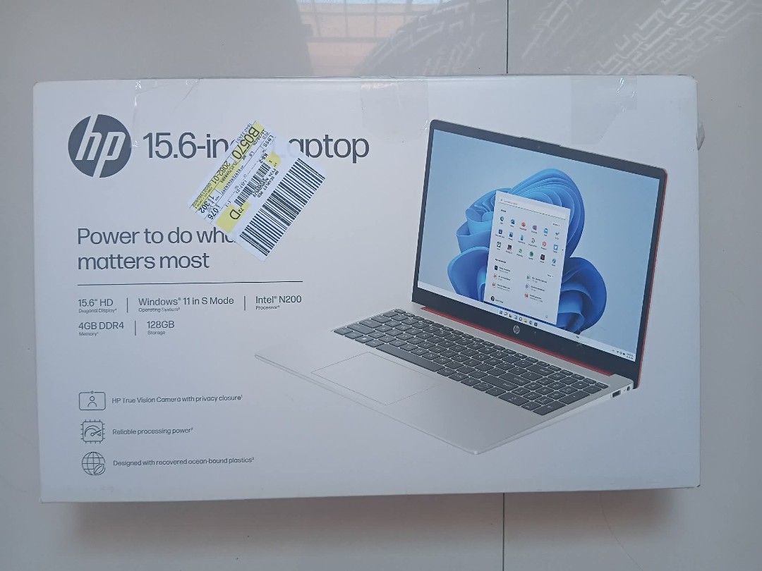 HP 15.6-inch Laptop Intel N200 Windows 11 (Category: Laptops & Notebooks) located in Quezon City. Submitted by biblionatic (Listing ID 1461940905, Image 3). Description: - HP 15.6-inch Laptop - Intel N200 Processor - Windows 11 in S Mode - 4GB RAM - 128GB Storage - HP True Vision Camera - Made with recovered ocean-bound plastics - Ideal for everyday tasks - US warranty.