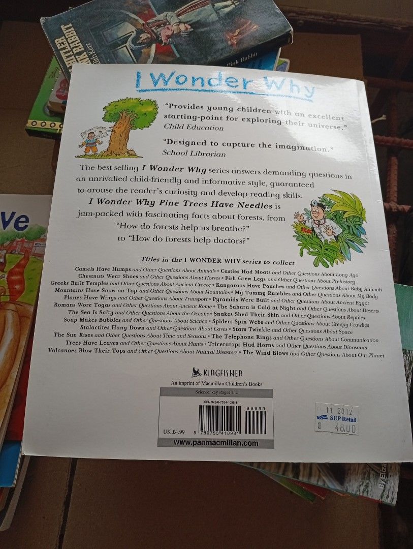 I Wonder Why Pine Trees Have Needles Book (Category: Children's Books) located in La Trinidad. Submitted by cla.rissa317 (Listing ID 1461960031, Image 2). Description: 🌻❣️AVAILABLE❣️🤗🌿 Authentic Books Well Used, expect dents, creases, foxing, tanning...etc Location: Benguet Kindly message me for more inquiries and for your orders, thank you. I'll send more photos upon request☺️ For Dropping (COP/GCash) 🍂Malcolm Square, Baguio 🍂Km5, Pico, La 