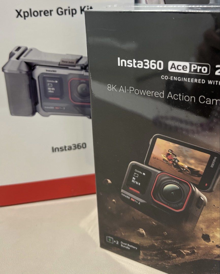 Insta360 Ace Pro 2 8K AI-Powered Action Camera (Category: Cameras) located in Del Monte. Submitted by everything_under_daruff (Listing ID 1461902478, Image 2). Description: - Insta360 Ace Pro 2 Camera - 8K AI-powered action camera - Co-engineered with Leica - Includes Xplorer Grip Kit - Includes Dual Battery Bundle - Ideal for capturing adventures - Selling as a complete set -with Original 256 memory card worth ₱3k -All Screens are Protected of T