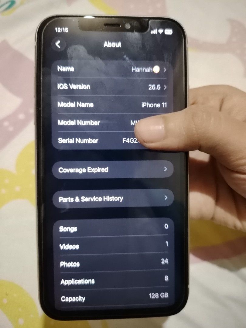 Iphone 11 - 128 gb for sale (Category: iPhone 11 Series) located in Valenzuela. Submitted by hannnahhbanana (Listing ID 1461985701, Image 3). Description: Good condition & fully working! 🔋 Replaced Battery 📱 Replaced Screen Replaced backglass ✅ Aside from the replaced battery and screen, wala nang ibang issue ✅ Face ID working ✅ Camera working ✅ Speaker & microphone working ✅ Charging working ✅ Buttons working ✅ All functions working properly ☁