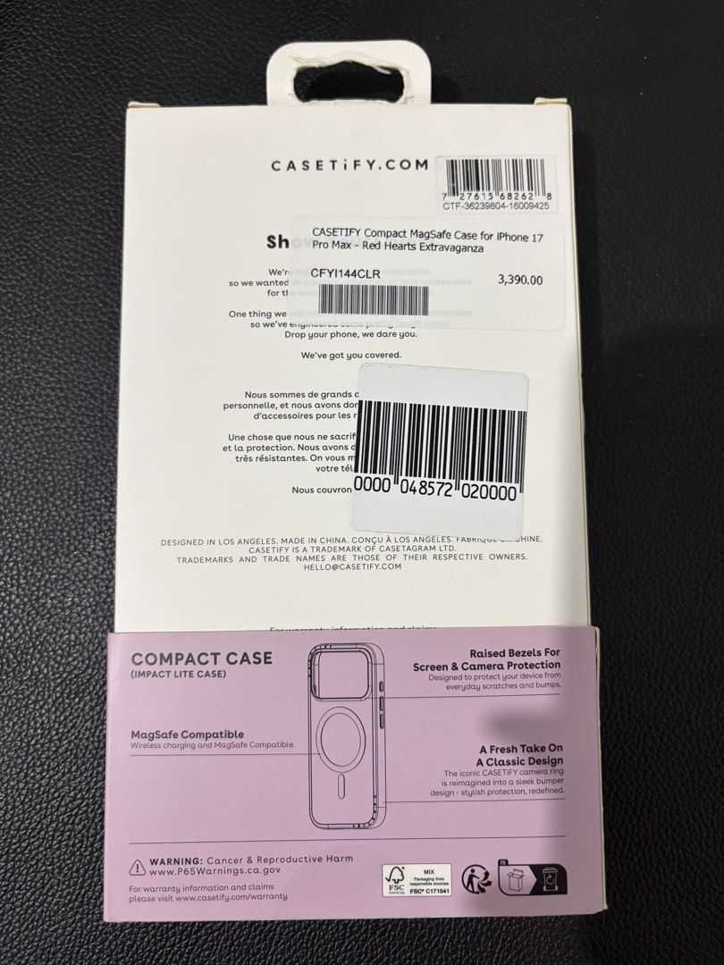 Iphone 17 pro max casetify (Category: Cases & Sleeves) located in Navotas City. Submitted by emcreation (Listing ID 1461849150, Image 2). Description: iPhone 17 Pro Max Case • Casetify • Used • ₱1,700 • Originally bought from Power Mac • No issues, with signs of usage.