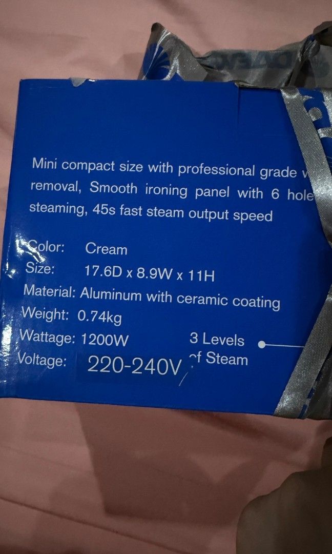 Iron and steamer (Category: Irons & Steamers) located in Malabon City. Submitted by mrsuabae (Listing ID 1461913156, Image 3). Description: DAEWOO 2-in-1 Iron & Garment Steamer – Brand New Brand new / unused Daewoo 2-in-1 Iron & Steamer. Comes with original box and packaging. • Dry & steam ironing • LCD display • 3 steam levels • 1200W • 45-second fast steam output • Ceramic-coated aluminum ironing panel • Compact design • 220–240V • Color: Cream