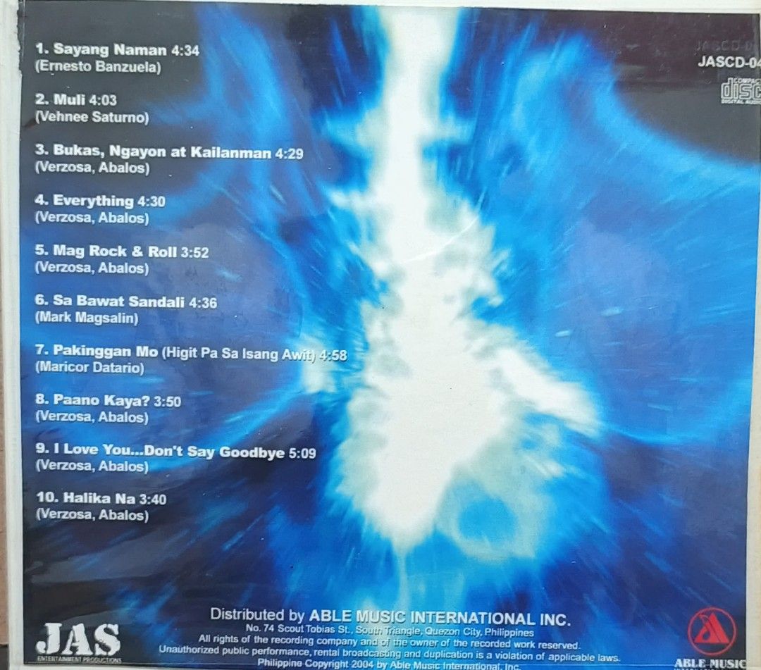 Jerome Abalos Muli CD (Category: CDs & DVDs) located in Manila. Submitted by ruelcabrer77078 (Listing ID 1461967420, Image 3). Description: - Jerome Abalos Muli CD - Includes 10 tracks - Distributed by Able Music International Inc. - Released in 2004 - Great OPM album.