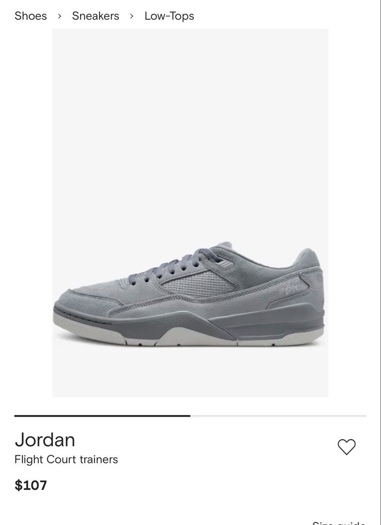 Jordan Flight Court (Category: Babies & Kids Fashion) located in Angeles City. Submitted by qtie_1987 (Listing ID 1461873214, Image 1). Description: Original Jordan Flight Court – Cool Grey size 5y👟 ✨ Original Jordan 📌 Color: Cool Grey 📦 Meet-up or shipping available 🚚 Shipping fee to be shouldered by buyer PM for more details. 😊.