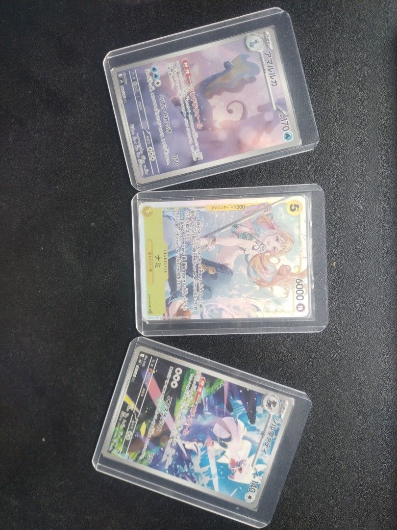 JP Pokemon and One piece (Separate or Bundle) (Category: Raw Singles) located in Manila. Submitted by snorlax_town_ph1 (Listing ID 1461827943, Image 1). Description: Buy separately or Bundle-YOUR CHOICE✨ Silvally- AR, JP,084- ₱150 Aurorus- AR,JP,093- ₱170 Nami- SR,JP,EB03-053- ₱550 🎁 Bundle= ₱850 Save ₱20 than buying seperately!✅.