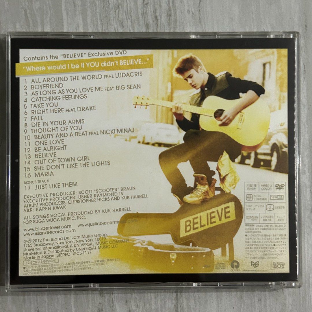 Justin Bieber - Believe (CD+DVD) (Category: CDs & DVDs) located in Quezon City. Submitted by mus1conerecordz (Listing ID 1461939146, Image 2). Description: 📌 First to pay basis 📌 Case is not graded 📌 Payment thru Gcash 📌 Shipping thru LBC, Gogo express, JNT & delivery via Lalamove PM lang po. Thank you! 🙂.