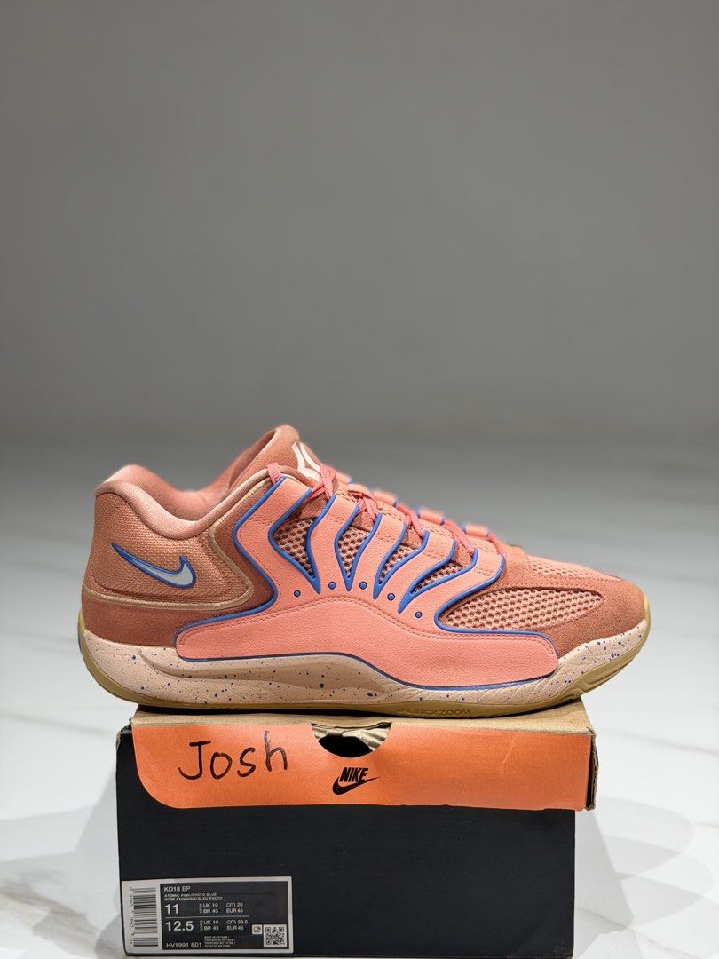 KD 18 (Category: Sneakers) located in Caloocan City. Submitted by 321soled (Listing ID 1461940628, Image 1). Description: for sale/trade kd 18 pink size 11 used / complete 2,495 IG/Tktk : @321soled south caloocan area.