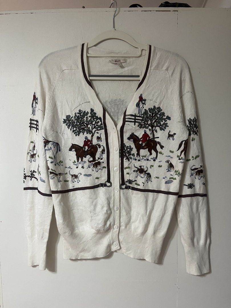 KENZO (Cardigan) (Category: Luxury Apparel) located in Tayug. Submitted by thriftyshady_ (Listing ID 1461874858, Image 1). Description: Kenzo (Cardigan) L on tag No issue 9.5/10 Condition 9.5/10 Color rate Excellent to as new.