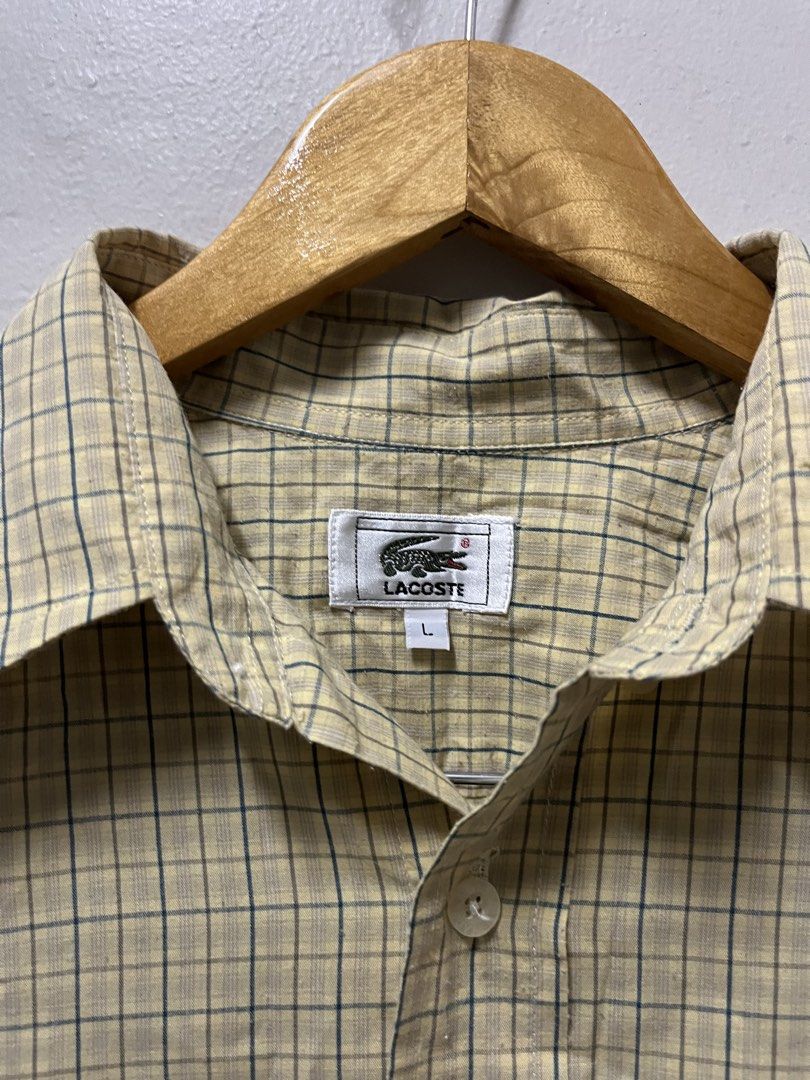 Lacoste Yellow Stripes Polo (Category: Formal Shirts) located in Mandaluyong City. Submitted by pochesguerra (Listing ID 1461894833, Image 3). Description: Lacoste Yellow Stripes Polo SIZE: L DIMES: 24 x 28-29 ISSUE: Stain PRICE: 700 PESOS + SHIPPING FEE.
