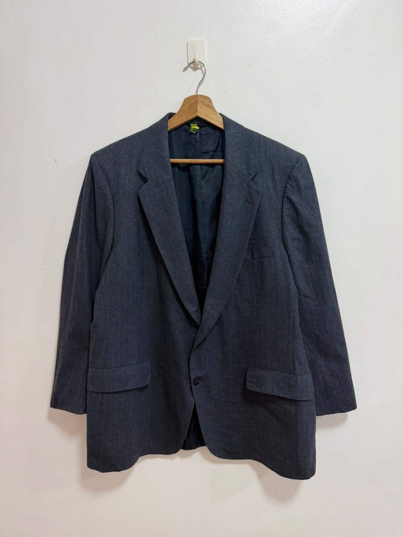 Lanvin Paris Wool Lined Coat (Category: Coats, Jackets and Outerwear) located in Iloilo. Submitted by bunitoapparel_v2 (Listing ID 1461918108, Image 1). Description: Lanvin Paris Wool Lined Coat Excellent Condition No Flaws Made in USA Size Large to XL Width 23 Length 32 Vintage Lanvin Paris-New York grey blazer featuring a branded jacquard interior lining and indicating the marks of world best All virgin Wool indicating the mid century or vintag