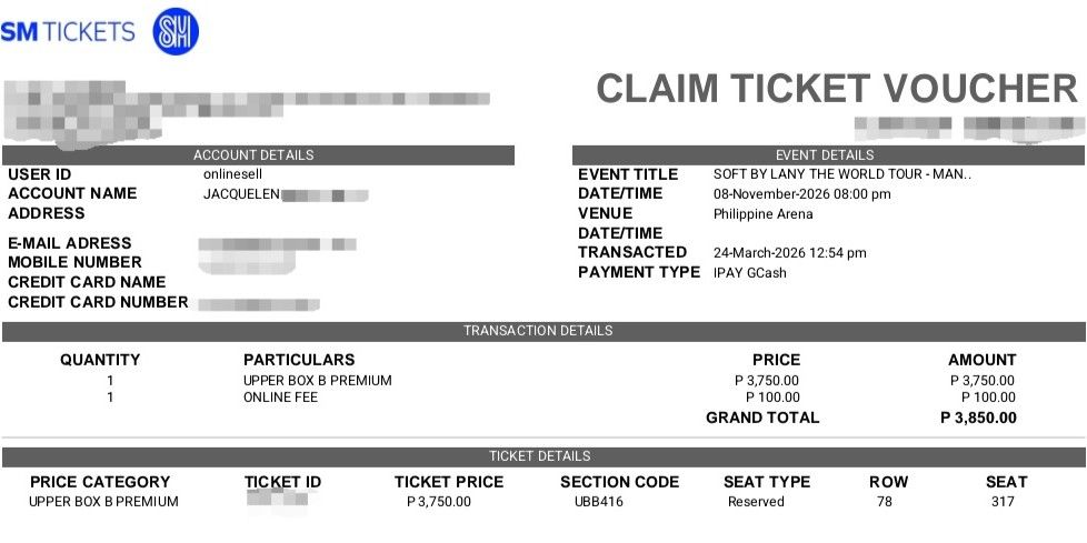 LANY Manila Concert Day 2 (Category: Events Tickets) located in Lubao. Submitted by wakinaa (Listing ID 1461843969, Image 1). Description: Not yet claimed we can meet up to Sm Pampanga to claim it together..