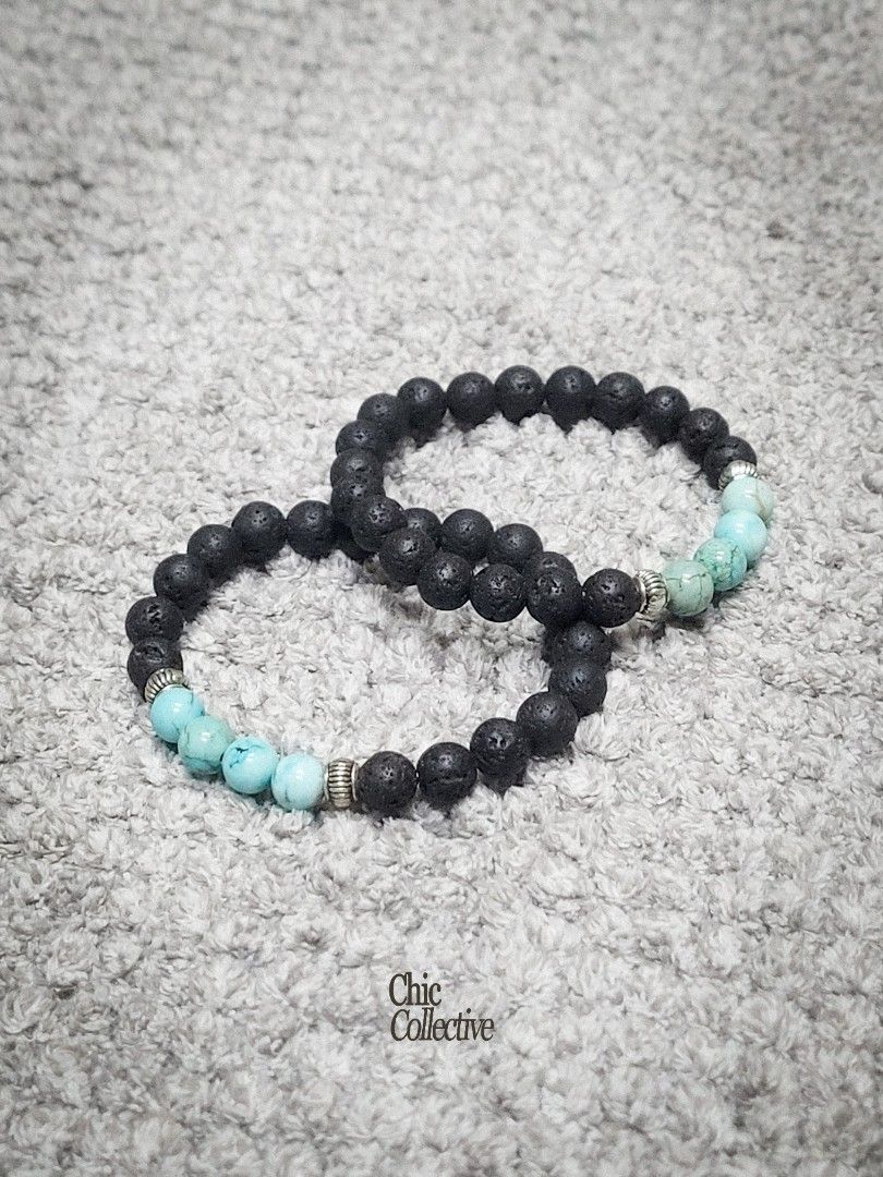 Lava Stone & Turquoise Stretch Bracelet (Category: Bracelets) located in Morong. Submitted by chiccollectiveph (Listing ID 1461834270, Image 1). Description: 150 each.