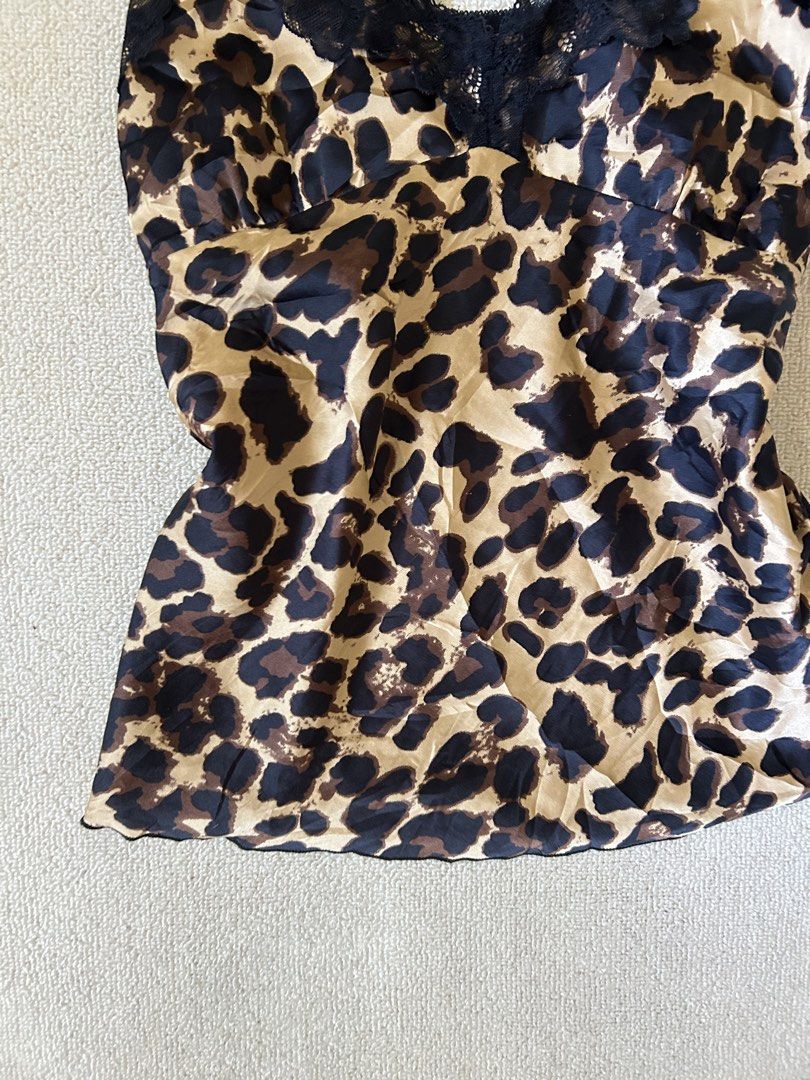 Leopard silk lace top (Category: Others Tops) located in Quezon City. Submitted by y2klar (Listing ID 1461977699, Image 2). Description: Leopard silk lace top Small-Medium 10/10 Condition no flaws.
