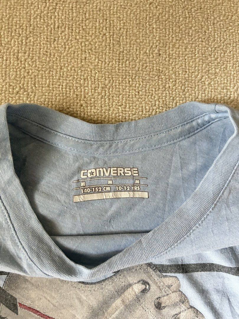 Light Blue Converse Shirt (Category: Shirts) located in Quezon City. Submitted by y2klar (Listing ID 1461984759, Image 3). Description: Light Blue converse shirt Size-Small-Medium L-23 Width-16 9/10 Condition (check small flaws in end).