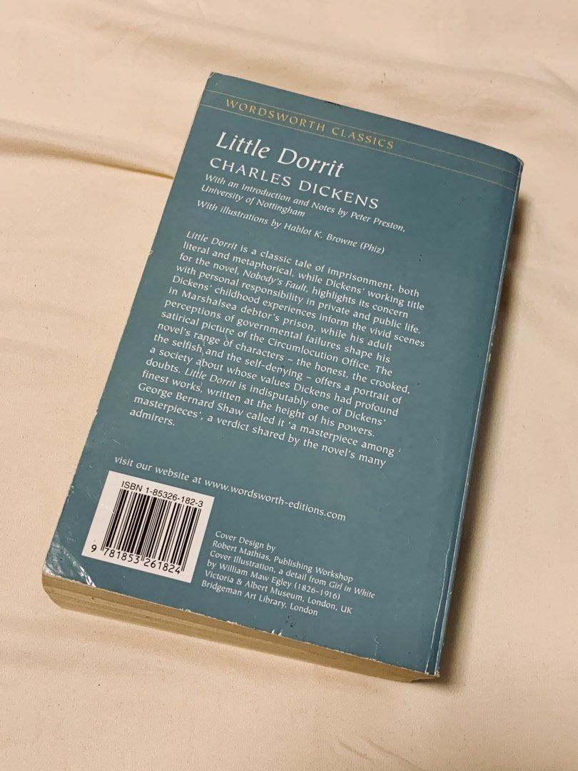 Little Dorrit by Charles Dickens (Wordsworth Classics) (Category: Storybooks) located in Santiago. Submitted by archivetheresa (Listing ID 1461997620, Image 2). Description: Complete Little Dorrit by Charles Dickens (Wordsworth Classics). Includes intro, notes, and illustrations. A classic story about prison and society. - Complete and unabridged edition of Little Dorrit by Charles Dickens. - Published by Wordsworth Classics. - Features an introd