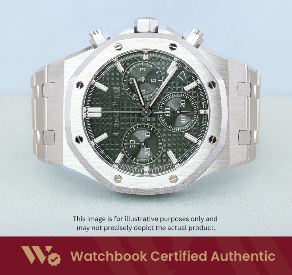 [LNIB] Audemars Piguet Royal Oak Bracelet 26240ST.OO.1320ST.08 26240ST AP Khaki Green Dial A8368 | Mar 2024 (Category: Watches) located in Singapore. Submitted by watchbooksg (Listing ID 1457364078, Image 1). Description: Watchbook Swiss-Standard Certified: Professional Authentication You Can Trust Every watch undergoes systematic 60-point verification by Swiss-trained watchmakers at our in-house Watchbook Service Centre. We verify all checkpoint