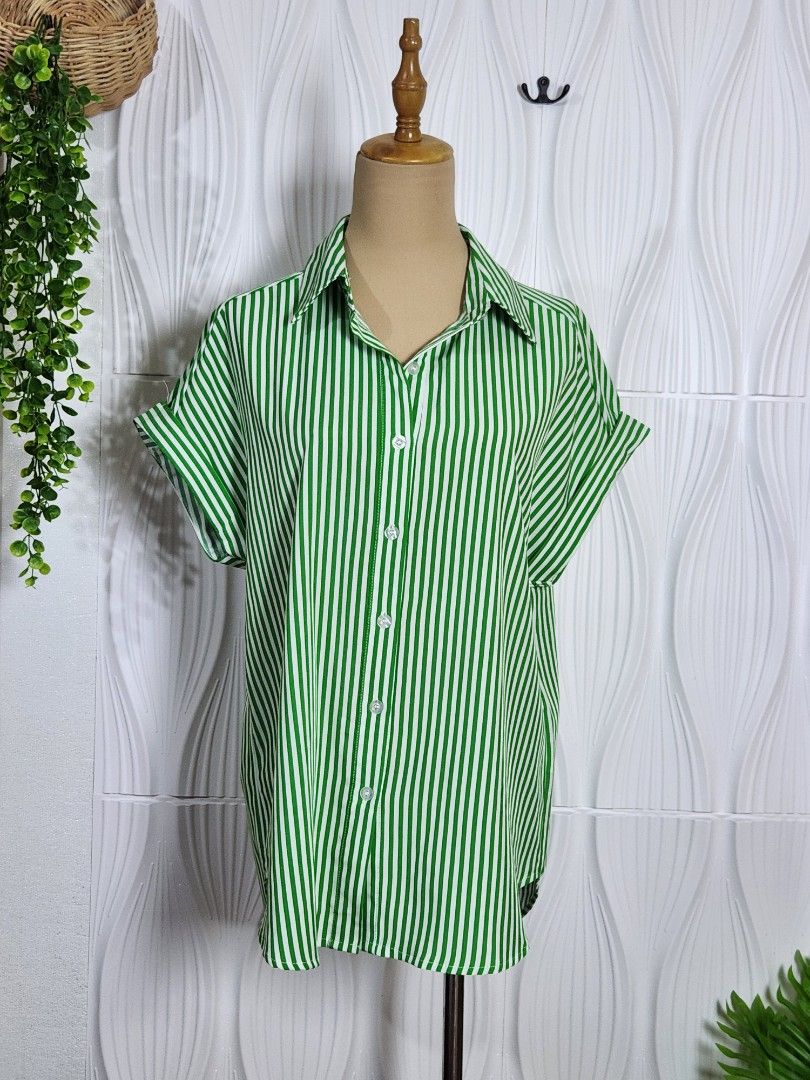 Long Stripes Blouse Med to XL (Category: Blouses) located in Marikina City. Submitted by KanamiFinds (Listing ID 1461897684, Image 1). Description: Button Down Length: 28 to 29 inches Bust: 44 inches.