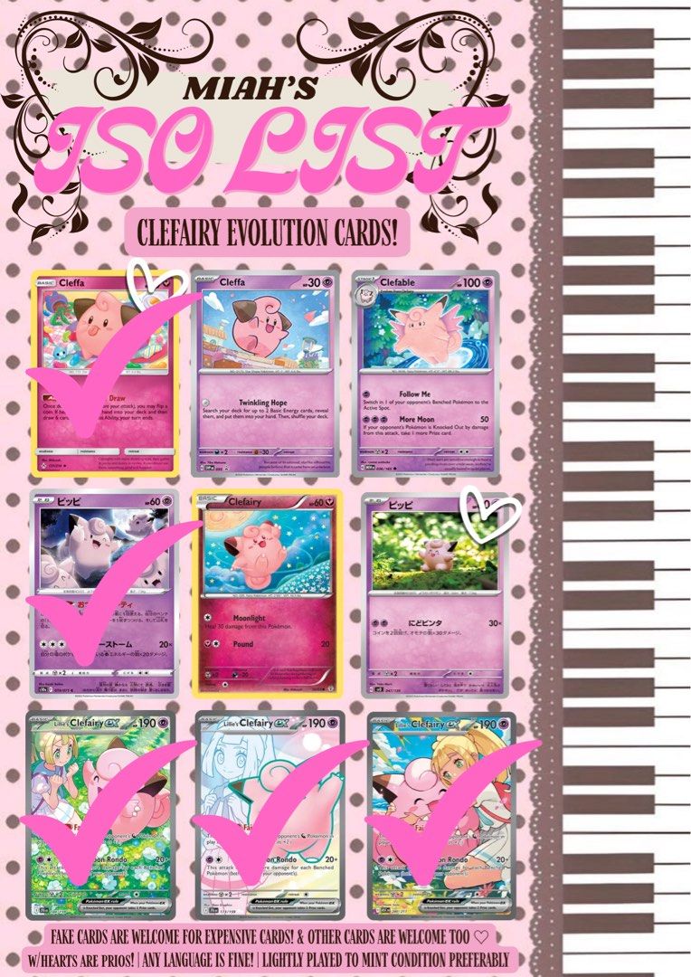 LOOKING FOR ! | Pokemon cards! (Category: Raw Singles) located in Manila. Submitted by y2kvtty (Listing ID 1461973297, Image 2). Description: ‼️please swipe all the way to the end!‼️ - iso these babies! - hopefully close to collectr prices! - 1-2+ cards per each seller to save on sf! - mop : gcash/bpi - mod : jnt/lbc (jnt preferably) .