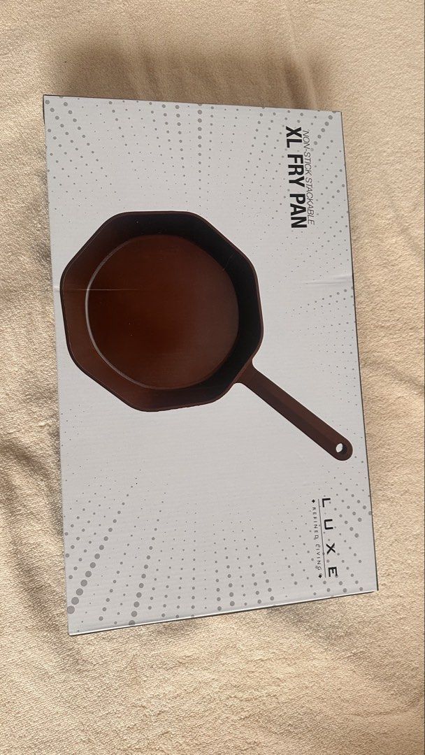 LUXE XL Non-Stick Fry Pan (Category: Cookware & Accessories) located in Balete No 2. Submitted by rynsells_ (Listing ID 1461850965, Image 3). Description: - Luxe XL non-stick fry pan - Unique octagonal shape - Stylish dark brown color - Textured bottom for superior, even heating - Ideal for everyday cooking needs - Size: 26cm 📍 Location: Silang Cavite 🚚 Shipping: Lalamove / Move It / J&T 🤝 Meetups: Nuvali/ Paseo Sta Rosa, Tagaytay, Silang Baya