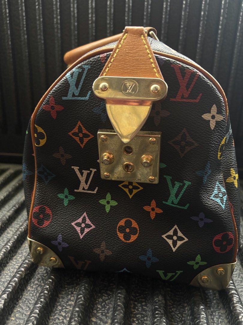 LV x Murakami Monogram Multicolor Speedy 30 (Noir / Black) (Category: Shoulder Bags) located in Batangas. Submitted by strtdcltrs (Listing ID 1461950741, Image 3). Description: Louis Vuitton x Takashi Murakami Monogram Multicolore Speedy 30 (Noir / Black) NGA Noir (Black) canvas with 33 vivid multi-colored LV monograms Coated Canvas body with natural Vachetta leather trim, handles, and pocket strap Polished and aged Gold-tone brass hardware, incl
