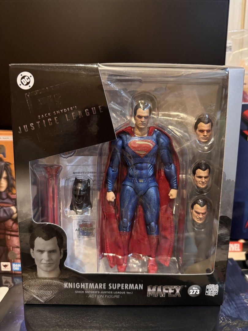 MAFEX 273 Zack Snyder's Knightmare Superman (Category: Figurines & Statues) located in Manila. Submitted by conneryboy (Listing ID 1461995471, Image 1). Description: - First Owner - Opened for Joints inspection only (barely posed/mint joints) then displayed in Glass Cab in a room with AC running almost 24/7 - Complete Accessories, most of them were not used and have a sealed stand. - Minor Issues: Right toe has a factory QC but doesn’t affect pos