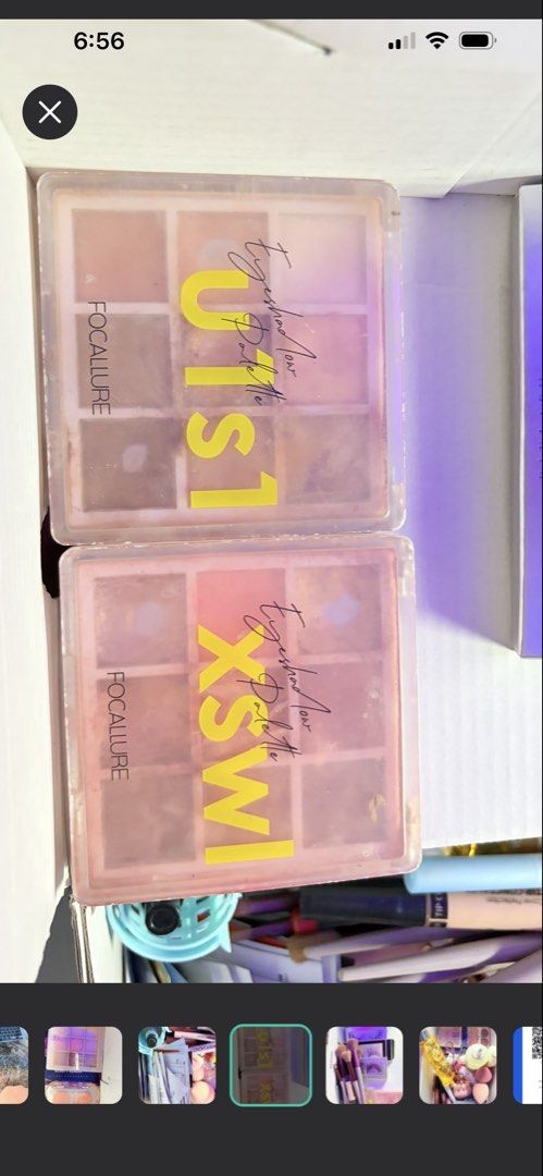 Make up bundle (Category: Makeup) located in Manila. Submitted by toastedsiopao.o (Listing ID 1461910515, Image 3). Description: Bundle of makeup and beauty essentials - Includes Focallure eyeshadow palettes - Features Pinkflash lip glosses - 4 Paulash Lashes - Comes with Chu Chu blush - L’Oreal hair dye kit included - Also includes beauty tools: eyelash curler and makeup brushes - Condition: Some items are new, others are lightly and well used -