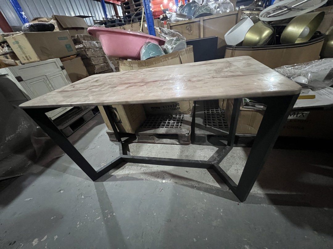 Marble top dining table 120x60cm (sale) (Category: Tables & Sets) located in Paranaque City. Submitted by pilipinashop (Listing ID 1461932451, Image 1). Description: Brand new Sale Last stock A Modern Contemporary dining table, sintered top in marble finish with black metal legs. .