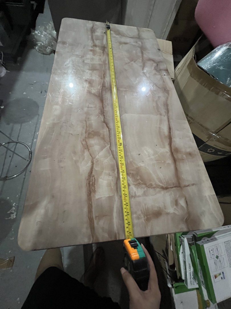 Marble top dining table 120x60cm (sale) (Category: Tables & Sets) located in Paranaque City. Submitted by pilipinashop (Listing ID 1461932451, Image 2). Description: Brand new Sale Last stock A Modern Contemporary dining table, sintered top in marble finish with black metal legs. .