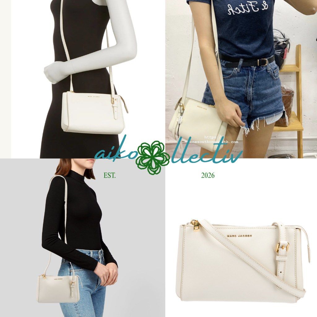 Marc Jacobs Commuter Leather Crossbody Bag (Category: Luxury Bags & Wallets) located in Quezon City. Submitted by aikollectiv (Listing ID 1461899841, Image 1). Description: - Authentic Marc Jacobs white leather crossbody bag - Elegant gold hardware details - Secure zipper closure with an interior pocket - Adjustable strap for comfortable wear - Ideal for everyday use - Dimensions: Approximately 8 inches wide x 6 inches tall.