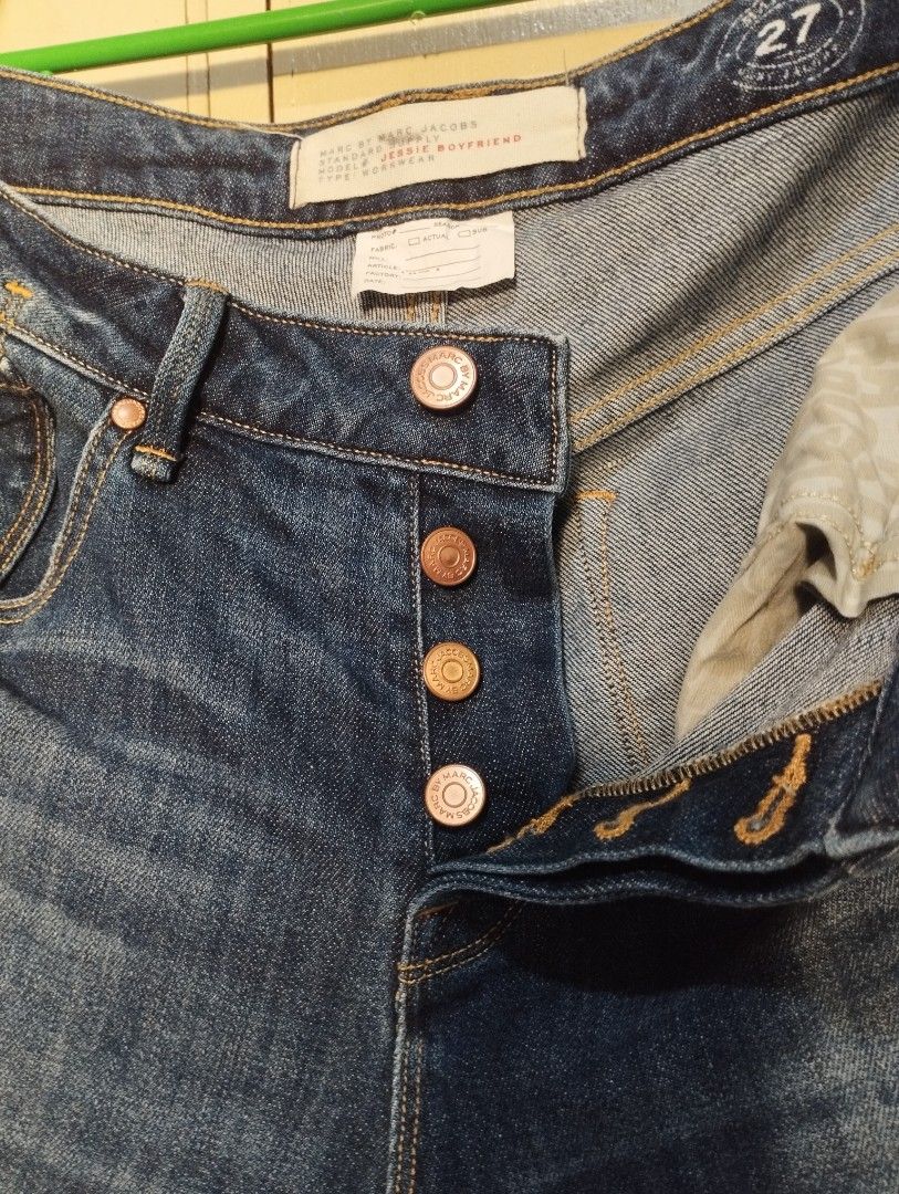 Marc Jacobs Jessie Boyfriend Jeans (Category: Jeans) located in San Fernando. Submitted by nerosales (Listing ID 1462024903, Image 2). Description: Marc Jacobs Standard Supply Jessie Boyfriend Jeans Button Fly Actual measurements as follow: waist - 30 inches length - 36 inches hem - 6 inches rise - 10 inches thigh - 10 size 27 on tag 950 pesos only SM City Pampanga Shipping: J&T Payment: Gcash NO COD / NO COP .