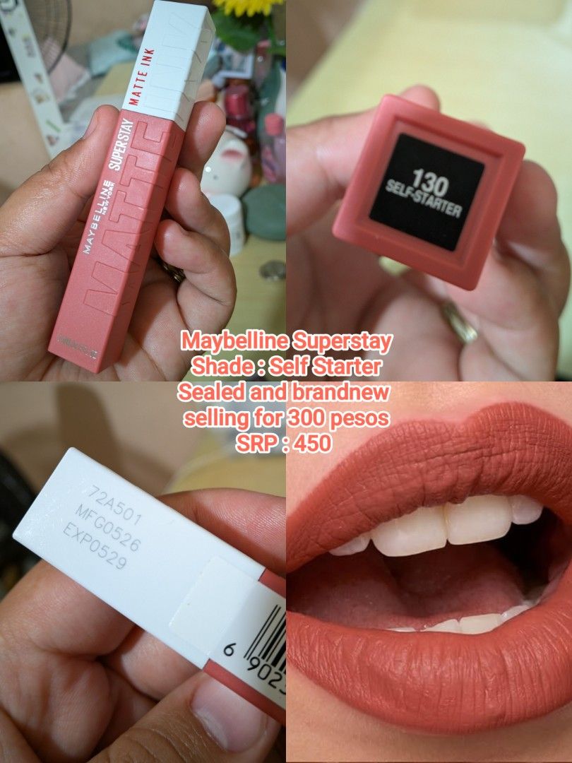 Maybelline SuperStay Ink (Category: Makeup) located in Cebu City. Submitted by anythingpretty04 (Listing ID 1461909600, Image 1). Description: Sealed and brandnew , retails 450. selling for less, extra makeups. Shade : Self Starter.