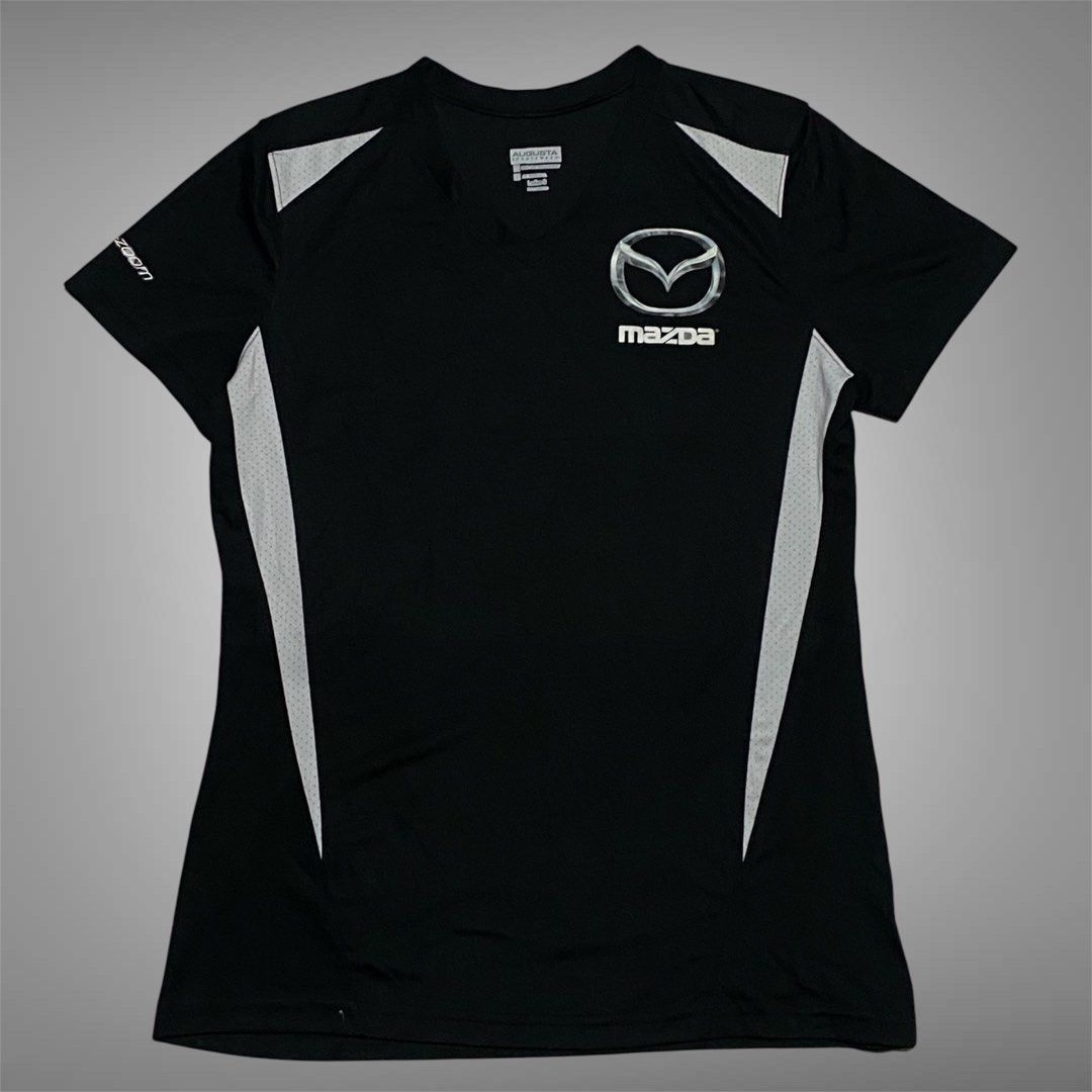 Mazda Shirt (Category: Activewear) located in Mabalacat. Submitted by stellargarments (Listing ID 1461806785, Image 1). Description: L - 25 W - 18 Condition : 9.5/10 Top tier quality! Ganda ng tela super solid! drifit fabric smooth on skin mabago pa tela! Need wash fresh from bale.