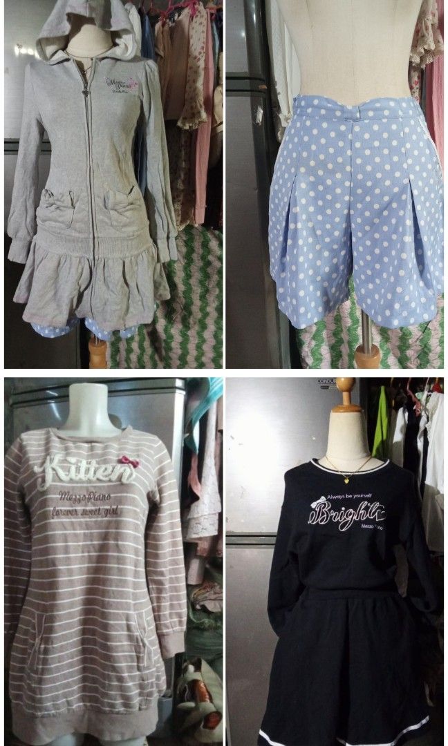 FREE SHIP TODAY ONLY ‼️ MEZZO PIANO BUNDLE 4PCS (Category: Sets or Coordinates) located in Meycauayan. Submitted by midori61 (Listing ID 1461815694, Image 1). Description: 4 pcs mezzo piano clothes hoodie and shorts: M on tag shorts waist:26-28 dresses: L and LL on tag will give kids-preteen MP shirt and pants as freebie sf c/o buyer.
